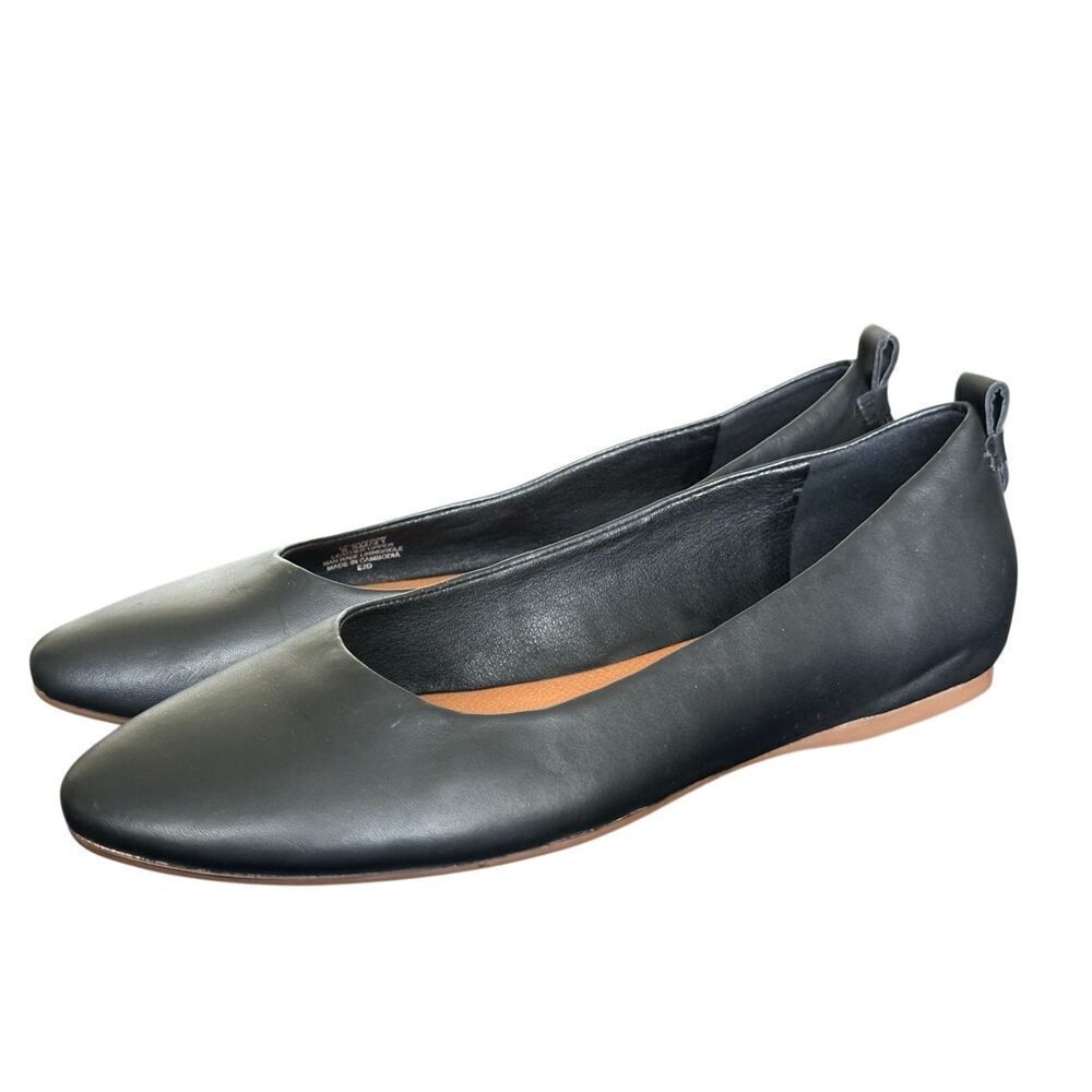 Lucky Brand "Canison" Soft Flexible Black Leather Slip On Ballet Flats Size 9.5